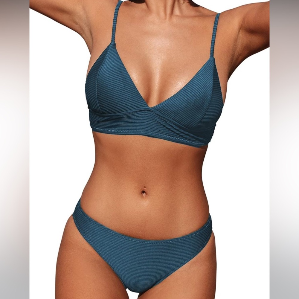 ~Women Bikini Set Solid Color Sexy Triangle Two Piece Swimsuit~